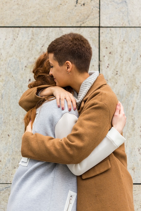two women hugging